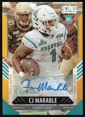 2021 Panini Score Gold Zone CJ Marable Rookie Auto /50 #398 - Image 1 of 2