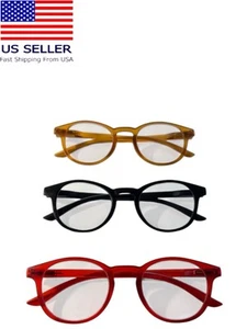 Occhiali da Lettura Rotondi Blocco Luce Blu Set 3 Pezzi Resistenza +4,00 Nuovi - Foto 1 di 7