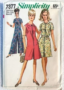 Vintage Simplicity Muster 7377 Damen Culotte Hosenkleid 2 Längen Gr. 16 1/2 UNGESCHNITTEN - Bild 1 von 4