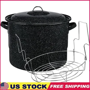 Graniteware Canning Kit Water Bath Pot W/ Jar Rack Safe Food Preservation New - Picture 1 of 11