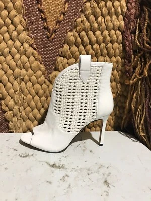 Zapatos Jessica Simpson Javrey Cuero Blanco Punta Abierta Stiletto Tacón Alto Talla 7.5M Foto 1 de 4