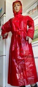 Rot Friesennerz PVC Mantel Ölzeug Rubber Gummi Raincoat Oilskin Gummimante viny - Bild 1 von 14
