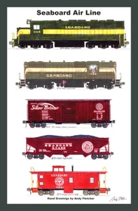 Seaboard Air Line Freight Train 12"x18" matted poster Andy Fletcher signed - Picture 1 of 1