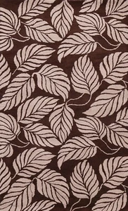Nature Print Abstract Modern Oriental Area Rug Hand-Tufted Wool 5x8 Brown Carpet - Picture 1 of 12