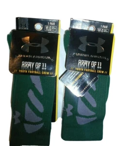 Paquete de 2 calcetines de equipo de fútbol americano Under Armour - jóvenes grandes - verde bosque - Imagen 1 de 4