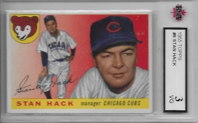 1955 TOPPS BASEBALL RC Stan Hack #6 KSA 3 VG Chicago Cubs Manager - Image 1 of 2
