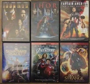 6 Marvel Movie DVD Lot: Iron Man/Thor/Captain America/Avengers/Guardians/Dr. Str - Picture 1 of 4