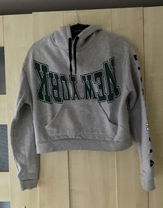 Topshop Grey Cropped Hoodie Size 8 - Picture 1 of 3