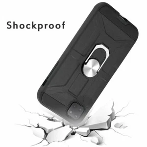 Für Samsung Galaxy A22 5G Hybrid Schwarz Hülle Ständer Ring Halter PC + TPU Cover - Bild 1 von 9