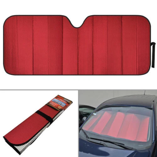 Reflective Red Foil Car Sun Shade Jumbo Reversible Folding Windshield Cover - Image 1 of 4
