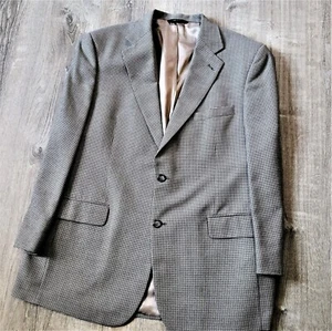 Brooks Brothers Houndstooth Plaid Silk / Wool Sport Coat Blazer Jacket Gray 43 R - Picture 1 of 12