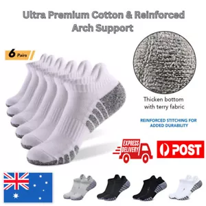 AU 6 Pairs Winter Ankle Socks - Cotton Trainer Gym Sports for Men & Women - Picture 1 of 23