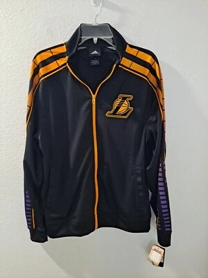 Adidas Los Angeles Lakers Men Black Full Zip Vibe Track Jacket Classic Small NWT - Image 1 of 4