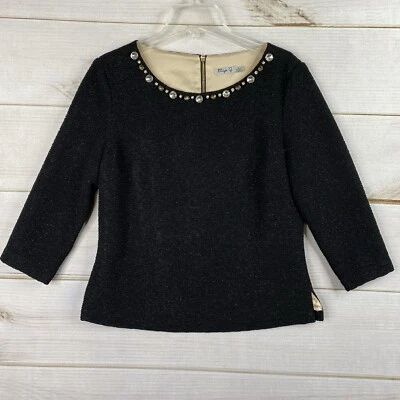 Top Eliza J para mujer talla 8 negro brillo con joyas espalda forrado con cremallera vistoso fiesta Y2K Foto 1 de 4