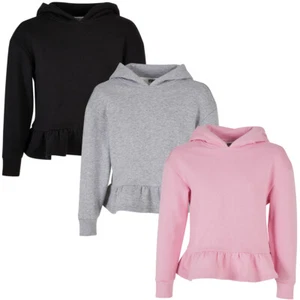 Urban Classics Kids Girls Organic Ruffles Hoodie Pullover Sweater - Picture 1 of 13