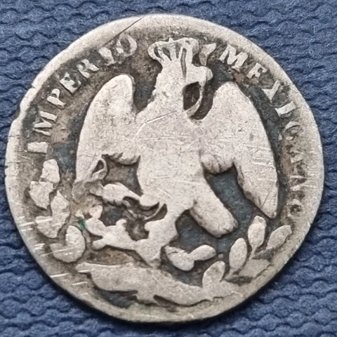 1864 M 5 Centaves Mexico Empire of Maximilian Silver Circulated #56725 Cover
