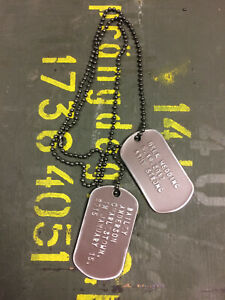 Vintage Color Dog Tags Custom With Your Personal Message GI Army USMC Military