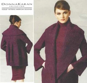 OOP Vogue Donna Karan Designer Shawl Collar Jacket Loose-Fit Pattern Miss & Plus - Picture 1 of 6