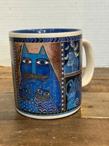 NEW Laurel Burch INDIGO CATS Portrait Blue Coffee Cup Mug 2014 - Picture 1 of 6