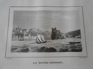 Gravure sur acier 1838 Le Morbihan La Roche Bernard - Imagen 1 de 1