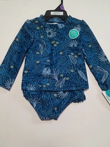 Carters Baby Girls Blue 2 Piece long sleeve Rash Guard Bikini size 12M Set New - Picture 1 of 6