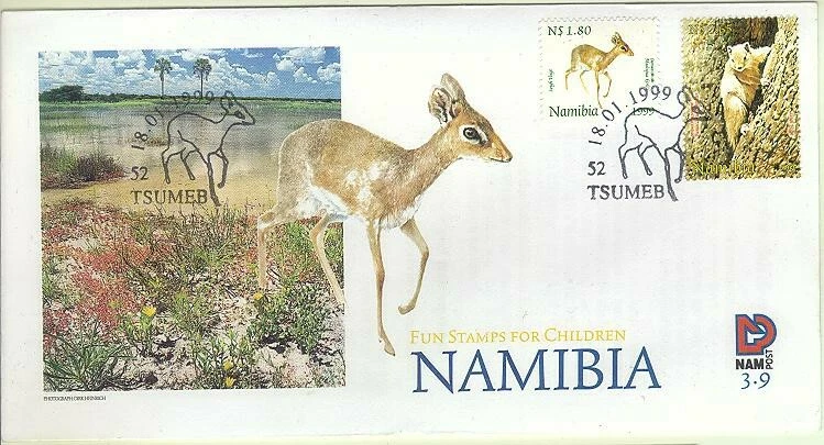 Namibia 1999 Fun Stamps for Children 2v Scarce Official FDC Squirrel Animals - Image 1 of 1