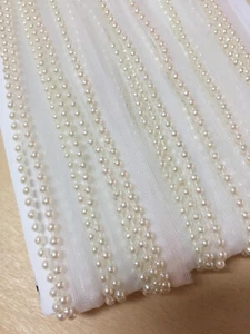 Recorte de perlas vintage blanco ~ 20 yardas ~ 1/2" de ancho nuevo stock antiguo (Lace002) - Imagen 1 de 5