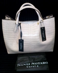 GIANNI NOTARO Carol J Borsa donna BLUSH pelle goffrata coccodrillo 2 vie TOTE **NUOVA CON ETICHETTE** - Foto 1 di 22