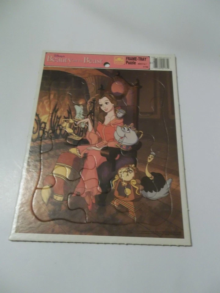 walt disney beauty and the beast sitting by fireplace 12 piece frame tray puzzle - Image 1 of 1