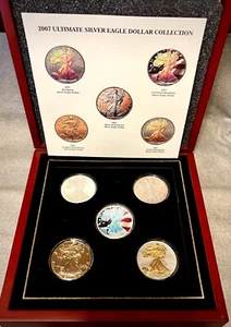 2007 Ultimate Edition .999 Silver Eagle colorized 1 oz 5 Coin Set COA & Box - Picture 1 of 11