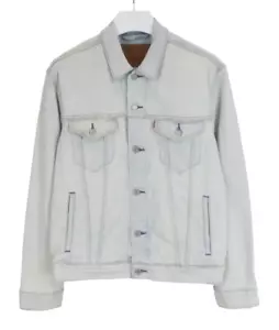 LEVI's Premium Jacket Men's MEDIUM Denim Trucker Faded Polo Collar - Picture 1 of 11
