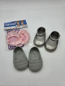Gemischtes Set grau silber Mary Jane Schuhe Our Generation 18" Puppe & rosa Ballett - Bild 1 von 12