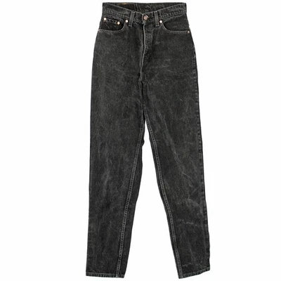 80s Vintage Levi's 512 Slim Tapered Black Denim High Waist Jeans USA Red Tab 10 - Image 1 of 4