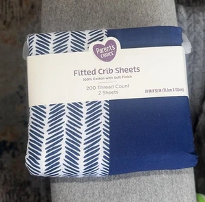 Parent's Choice Playard Sheets 2 Pack Microfiber Dark Blue White New in Package - Picture 1 of 4