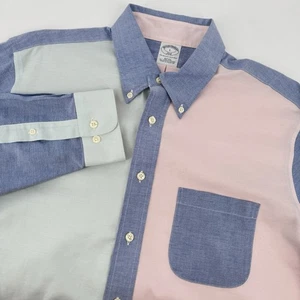 Camisa Brooks Brothers Para Hombre Talla L Color Pastel Bloque Oxford Abotonada Algodón - Imagen 1 de 8