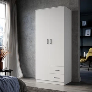2 Door 2 Drawer Multi-purpose Wardrobes 180cm White High Quality Cupboard - Picture 1 of 17