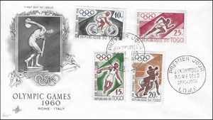 Olympics XVII Rome Italia 1960 Symbol Discopolus Boxing Cycling Togo FDC 1960 - Picture 1 of 1