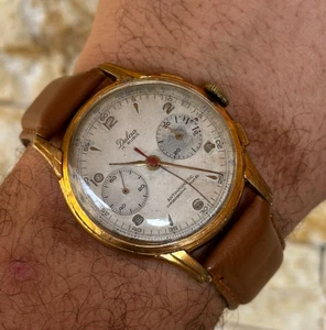 Orologio Cronografo Dulcia Vintage Anni 60 Valjoux Cal.48 36mm Art Decò Swiss Work - Foto 1 di 24