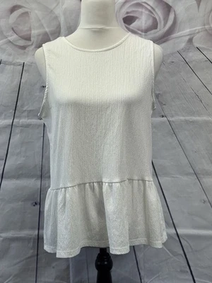 Blusa de Verano Papaya Talla 16 Blanca Informal Dobladillo Peplum Vacaciones Corbata Espalda en V Informal Foto 1 de 4