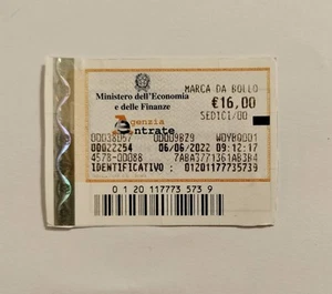 Marca da Bollo originale Giugno 2022 €16 - Foto 1 di 1