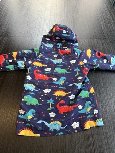 Boy's Dinosaur Print Zip Hooded Raincoat Toddler Long Sleeve 5/6 - Picture 1 of 4
