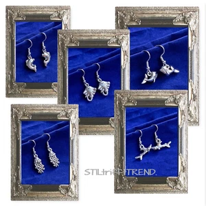 OHRRINGE HÄNGER MEERESTIERE WAL HAI ROCHEN QUALLE FISCH mit 925 Silber Ohrhaken - Bild 1 von 6