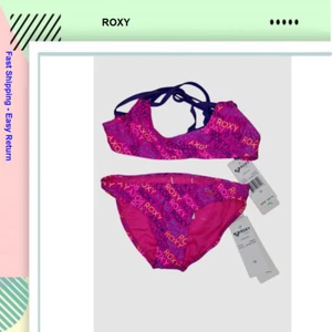 Roxy Girl 10 Pink Spellout Strappy Bakini Set - Picture 1 of 4