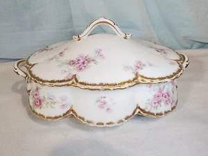 HAVILAND Antique Limoges Covered Vegetable Dish, Floral/Gold Pattern, VERY NICE! - Picture 1 of 17