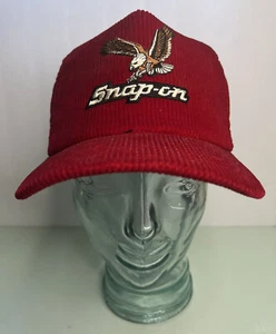 Vtg Snap-on Red Corduroy New Era 80’s 90’s Snapback Trucker Cap Hat Embroidered - Picture 1 of 7