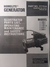 Homelite Gas Generator Owner, Parts & Repair Manual E-1350 E-1700 E-2250 3000-1