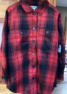 Red and Black Plaid Flannel/Jacket Old Navy Ladies Medium New with Tags - Picture 1 of 10