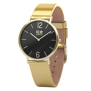 ICE City Sparkling Gold Stainless Steel and Leather Strap Women's Watch. 015084 - Picture 1 of 5