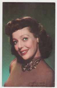 Loretta Young um 1950 Film Candid Farbkarte USA Ausgabe Postkarte #A11 - Bild 1 von 2
