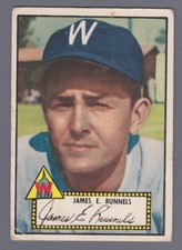 1952 Topps #2 Pete Runnels Washington Senators Rookie Baseball Card G/VG    